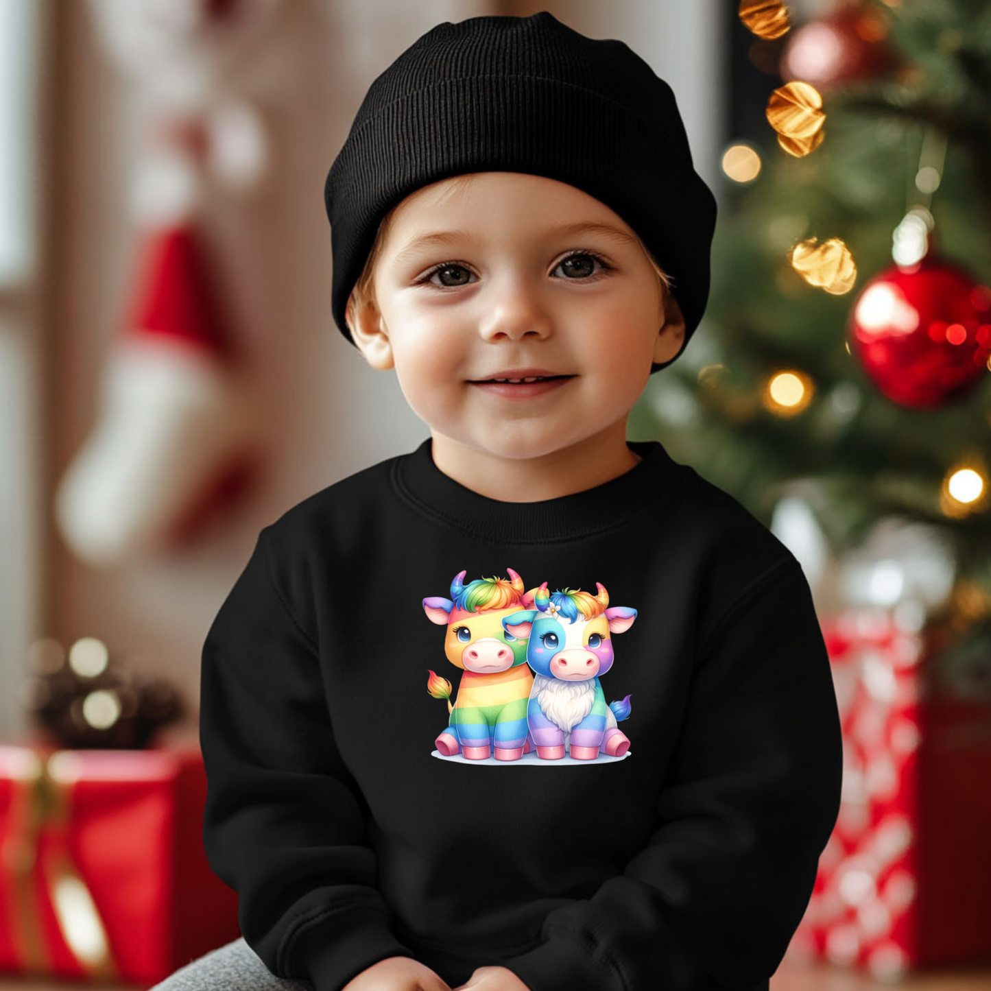 Toddler Sweatshirt - Cute Rainbow Scottish Bulls