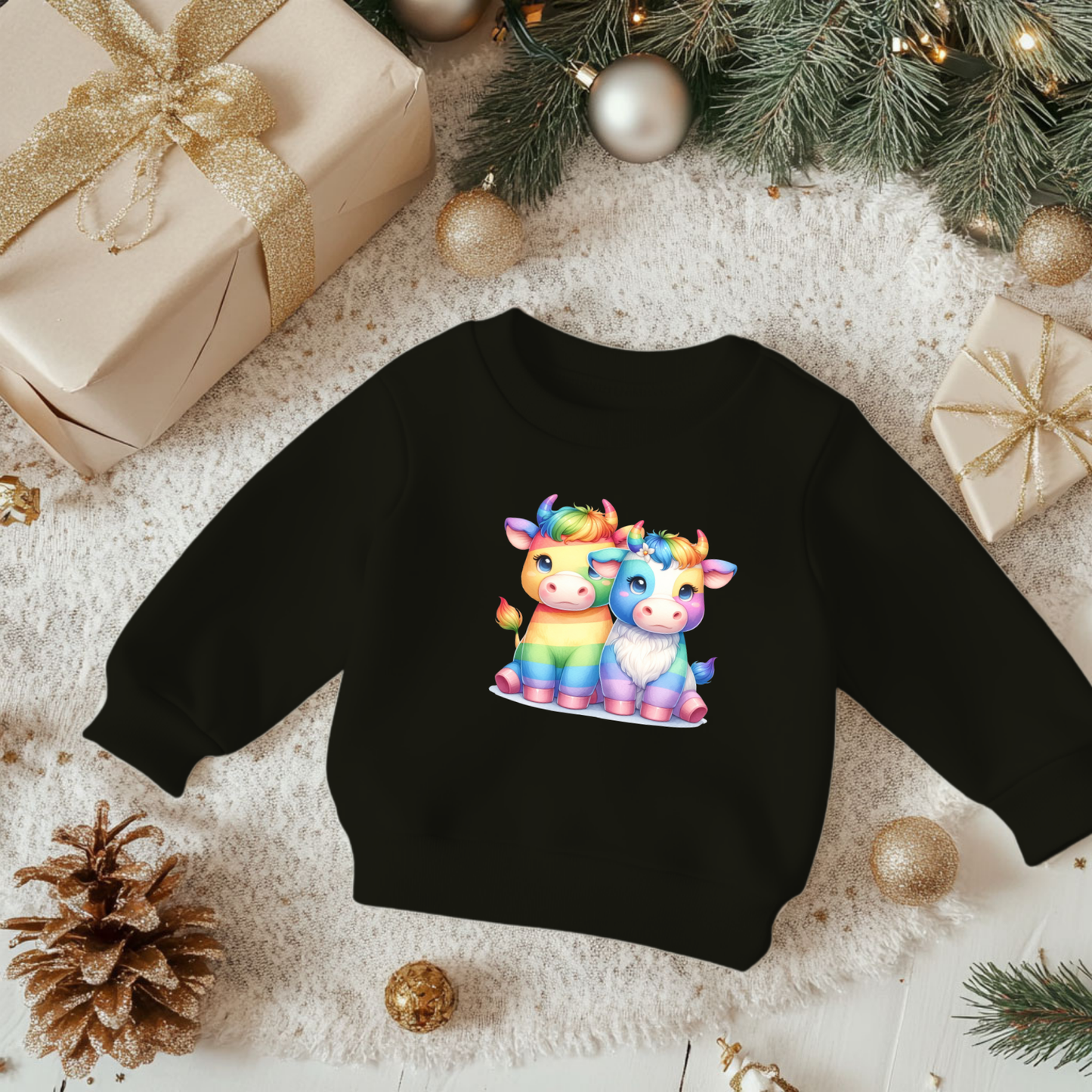 Toddler Sweatshirt - Cute Rainbow Scottish Bulls