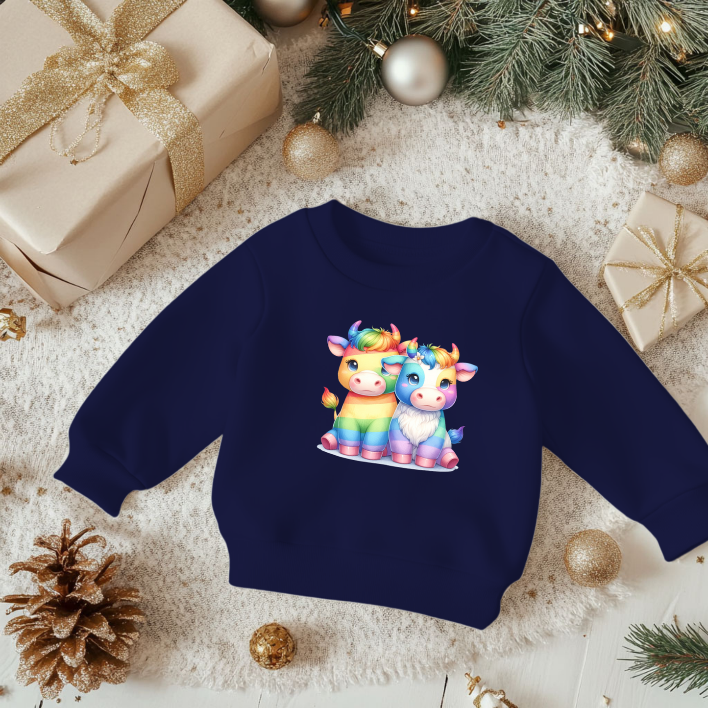 Toddler Sweatshirt - Cute Rainbow Scottish Bulls