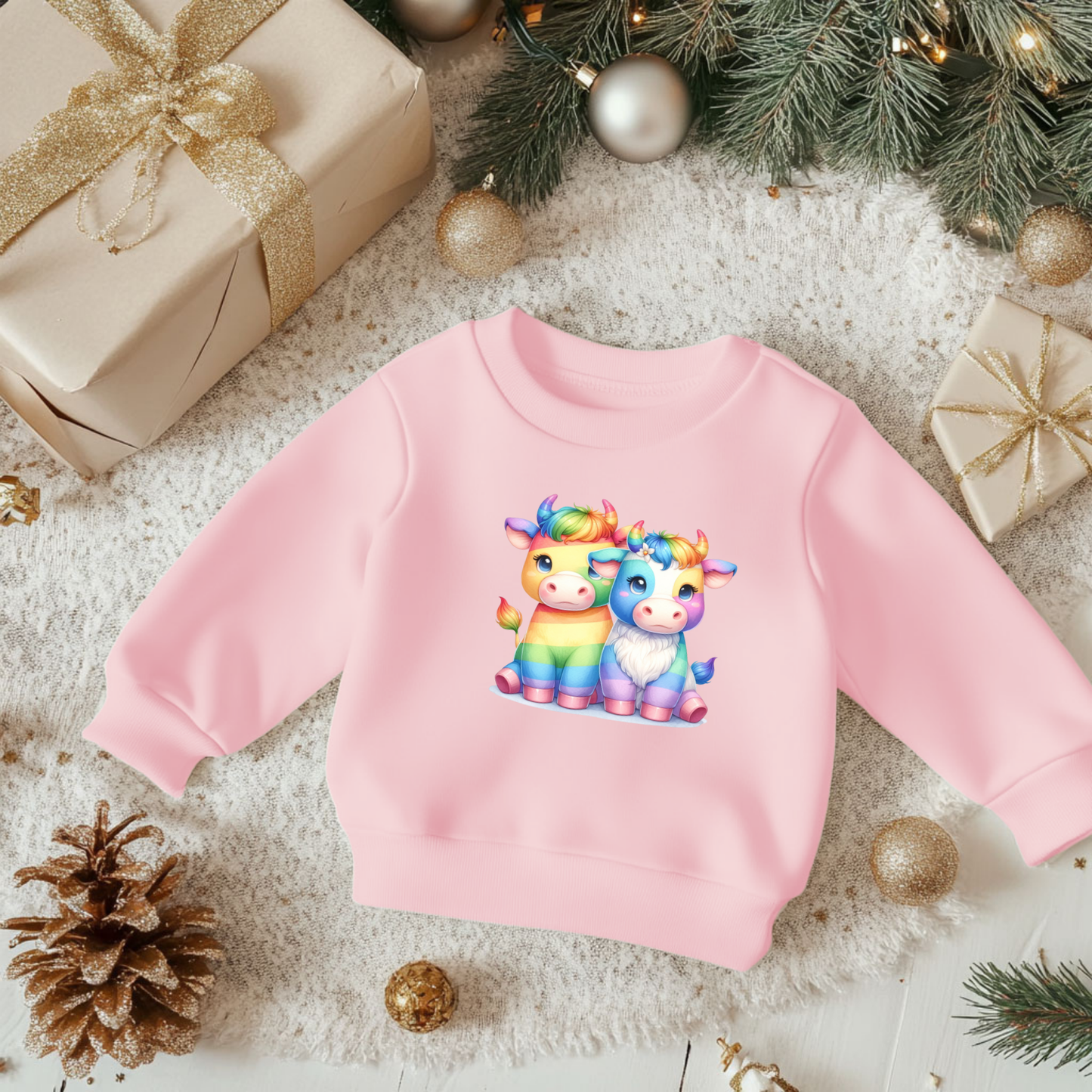 Toddler Sweatshirt - Cute Rainbow Scottish Bulls