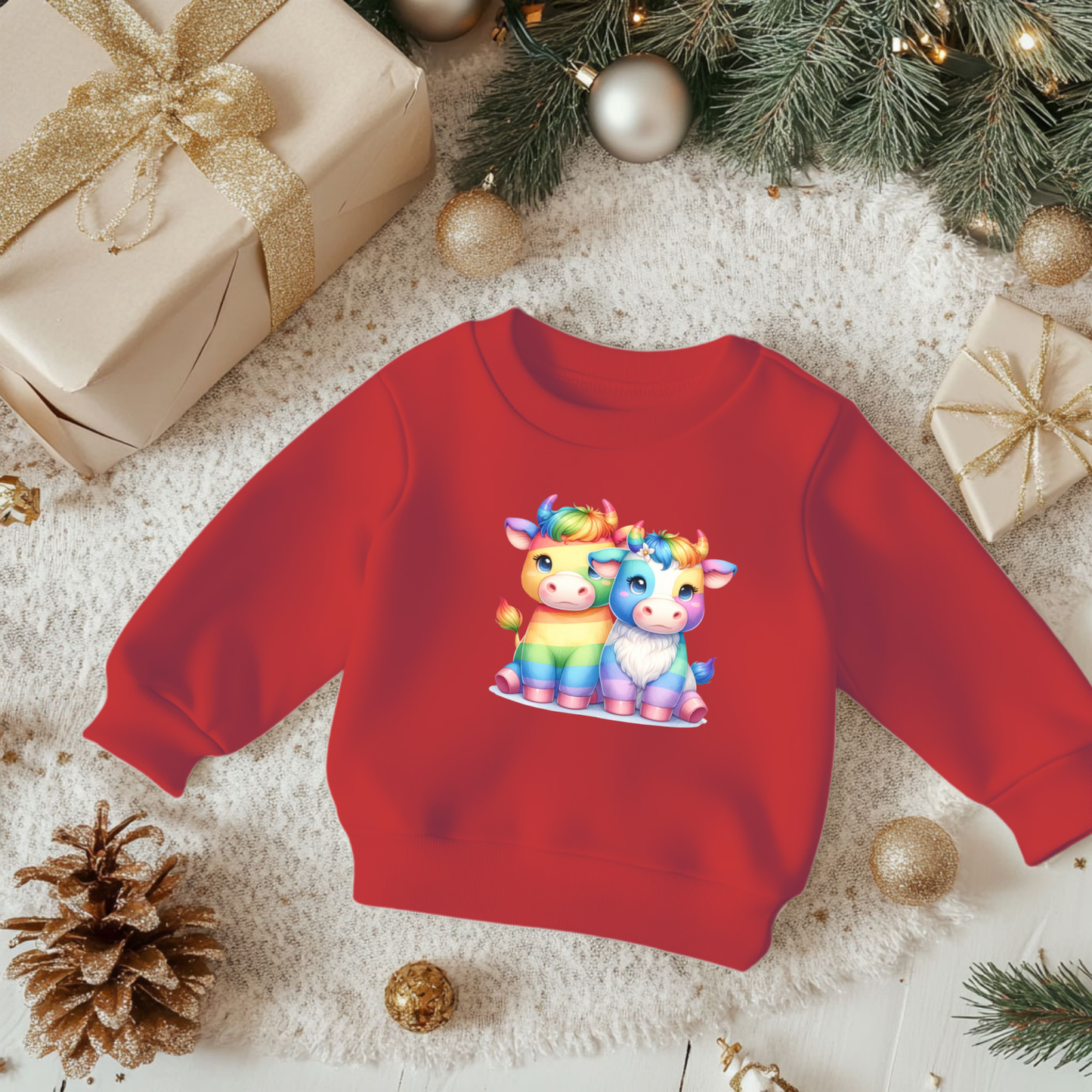 Toddler Sweatshirt - Cute Rainbow Scottish Bulls