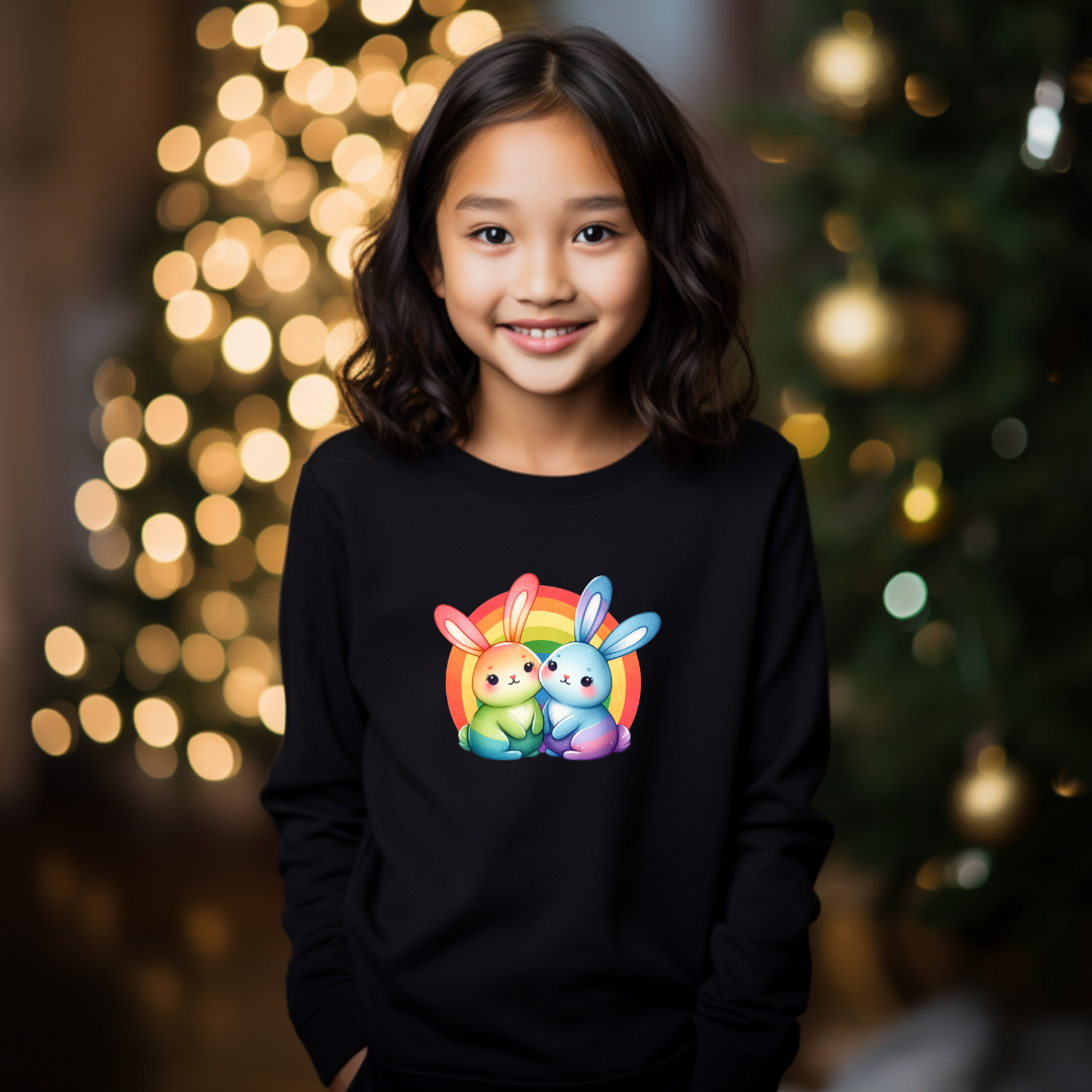 Kids Sweatshirt - Cute Rainbow Animal Bunnies