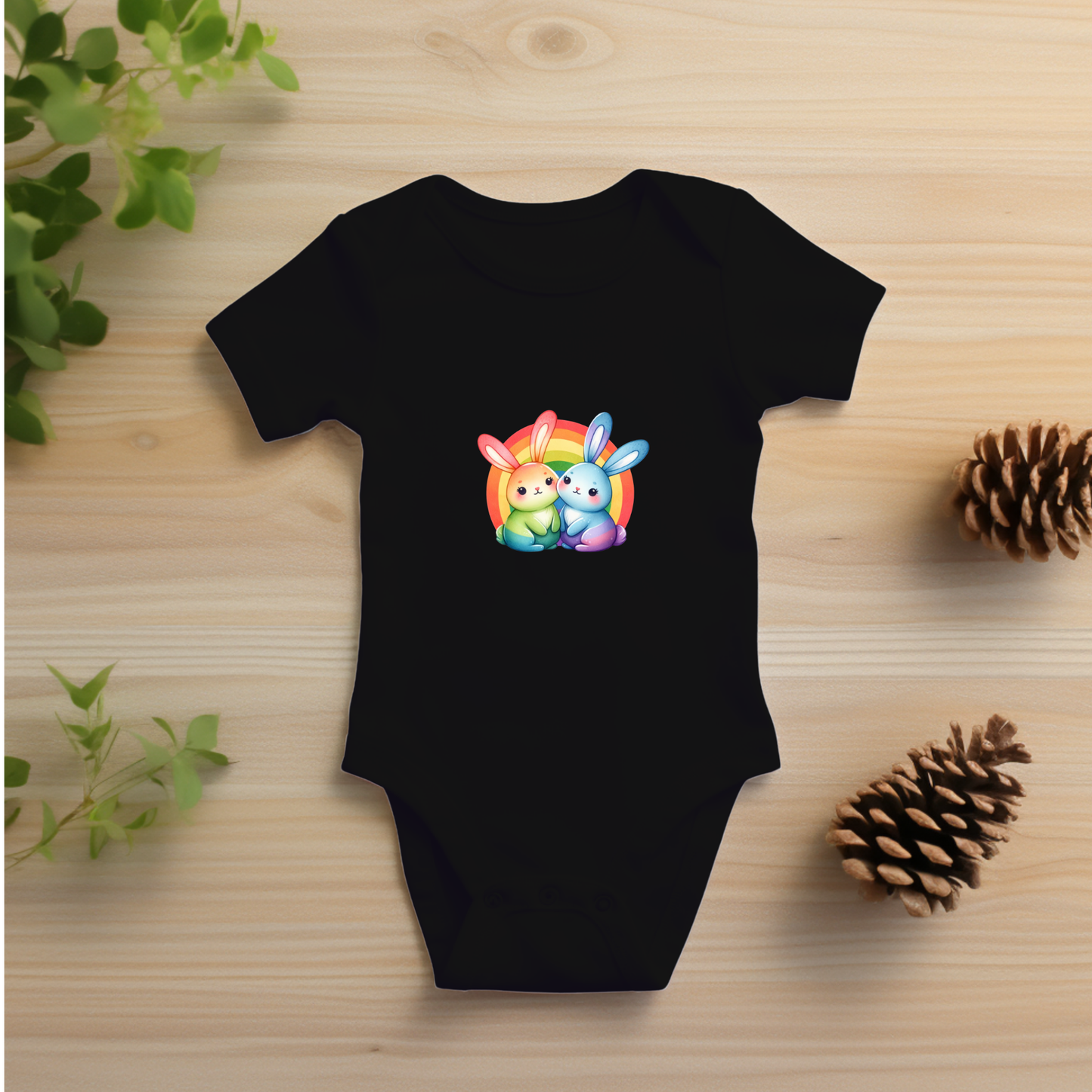 Onesie - Playful Rainbow Bunnies