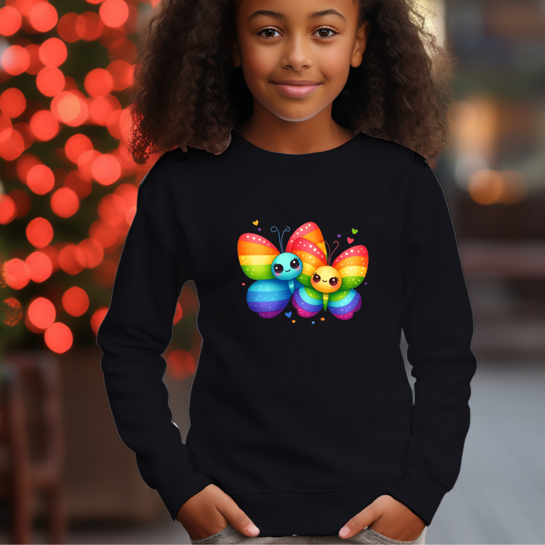 Kids Sweatshirt - Cute Rainbow Animal Butterflies
