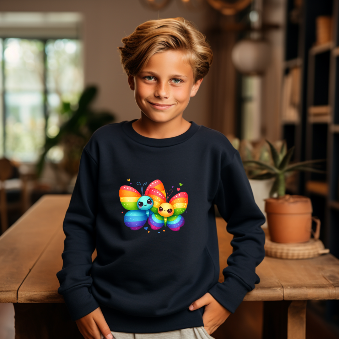 Kids Sweatshirt - Cute Rainbow Animal Butterflies
