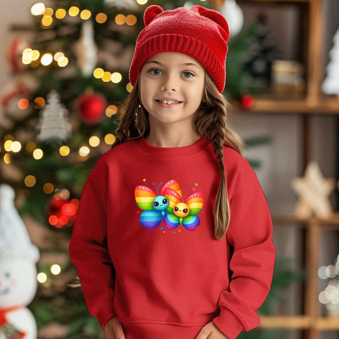 Kids Sweatshirt - Cute Rainbow Animal Butterflies