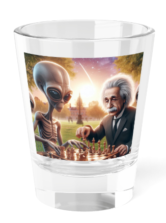Chess with Aliens Shot Glass