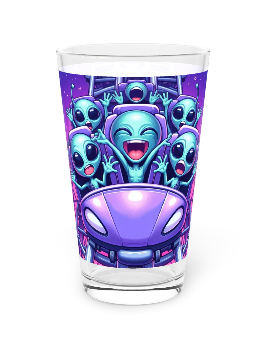 Comic Aliens Pint Glass