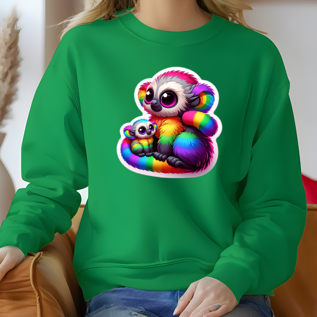 Rainbow Cartoon Bush Babies Crewneck Sweatshirt