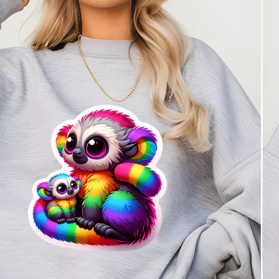 Rainbow Cartoon Bush Babies Crewneck Sweatshirt
