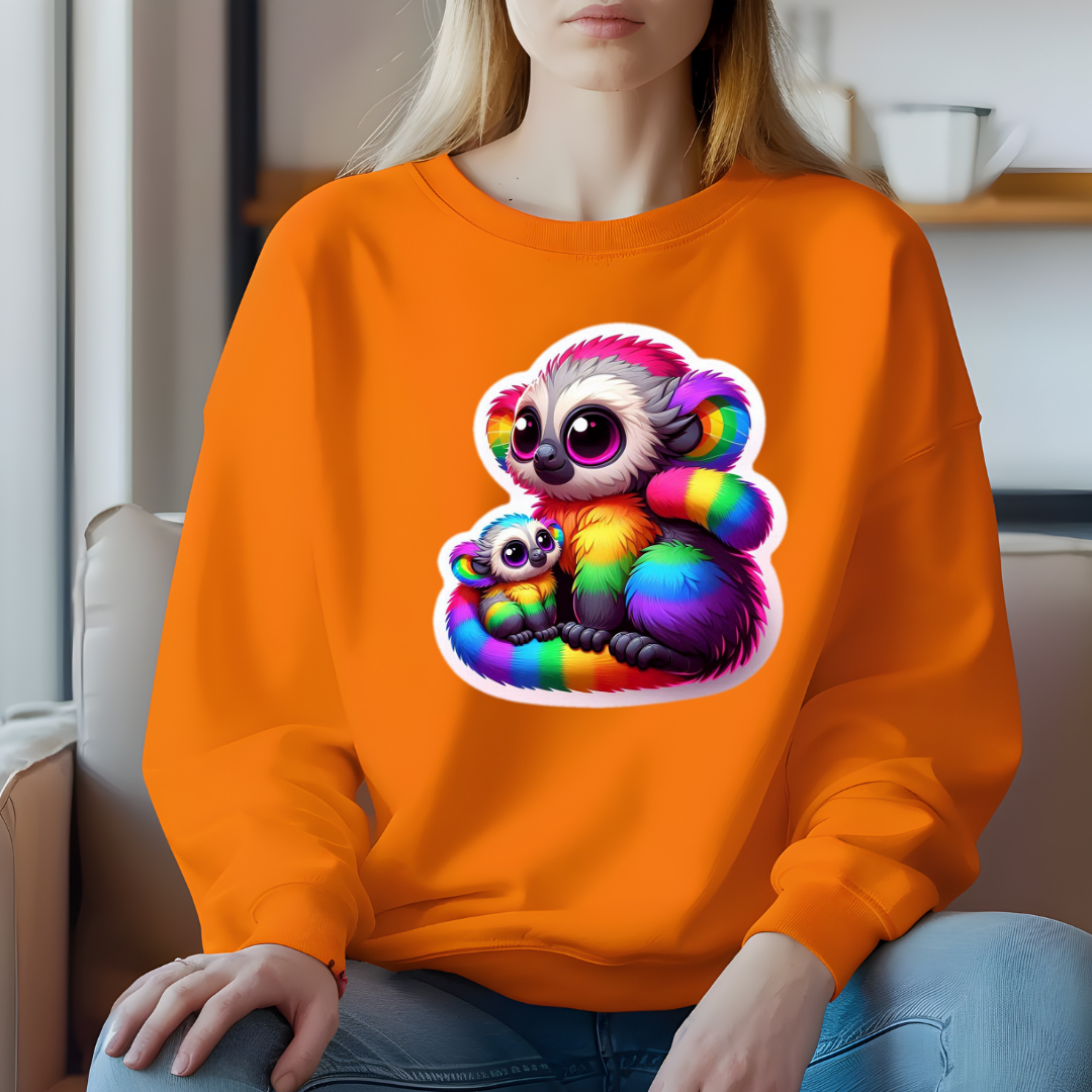 Rainbow Cartoon Bush Babies Crewneck Sweatshirt