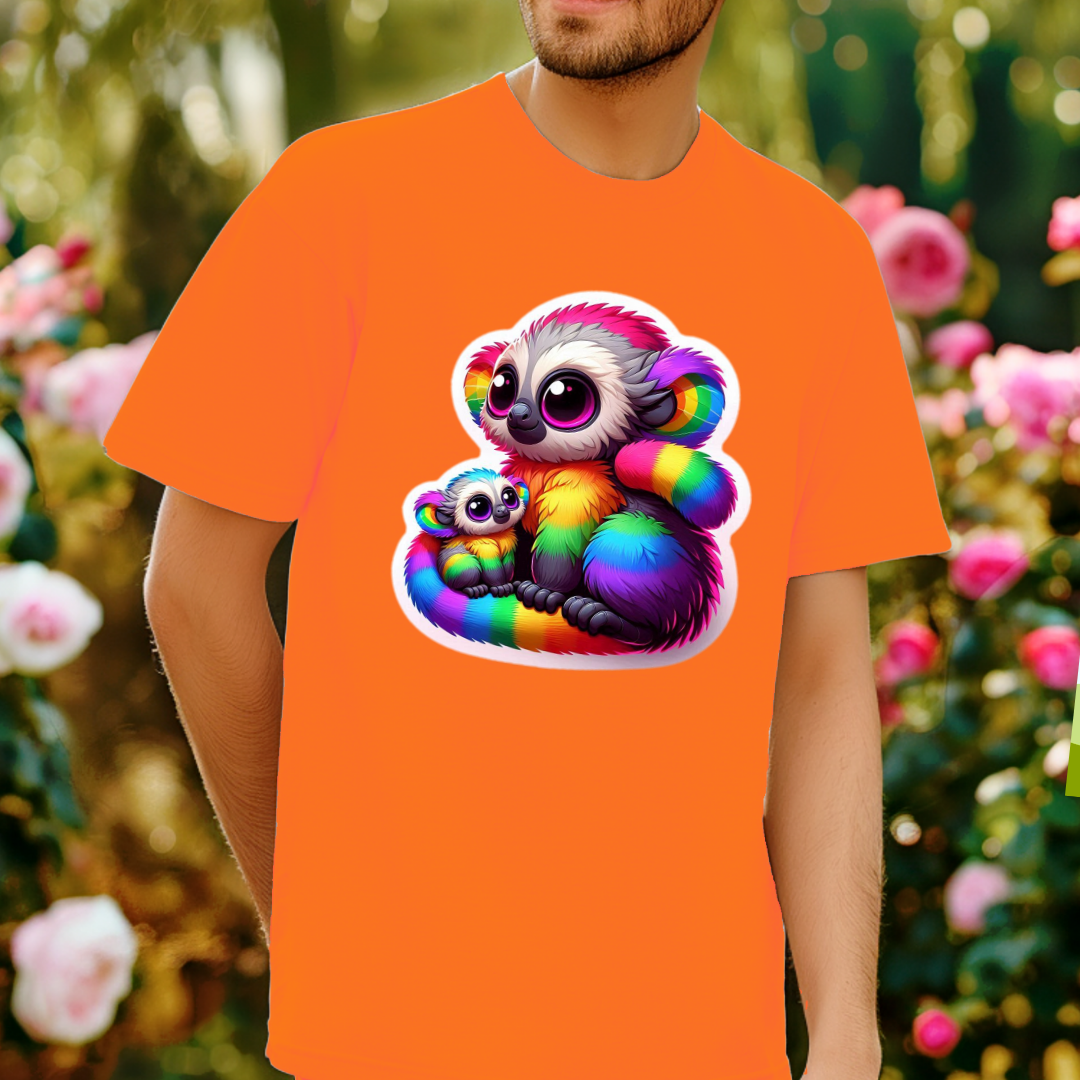 Rainbow Cartoon Bushbabies Unisex Soft T-Shirt