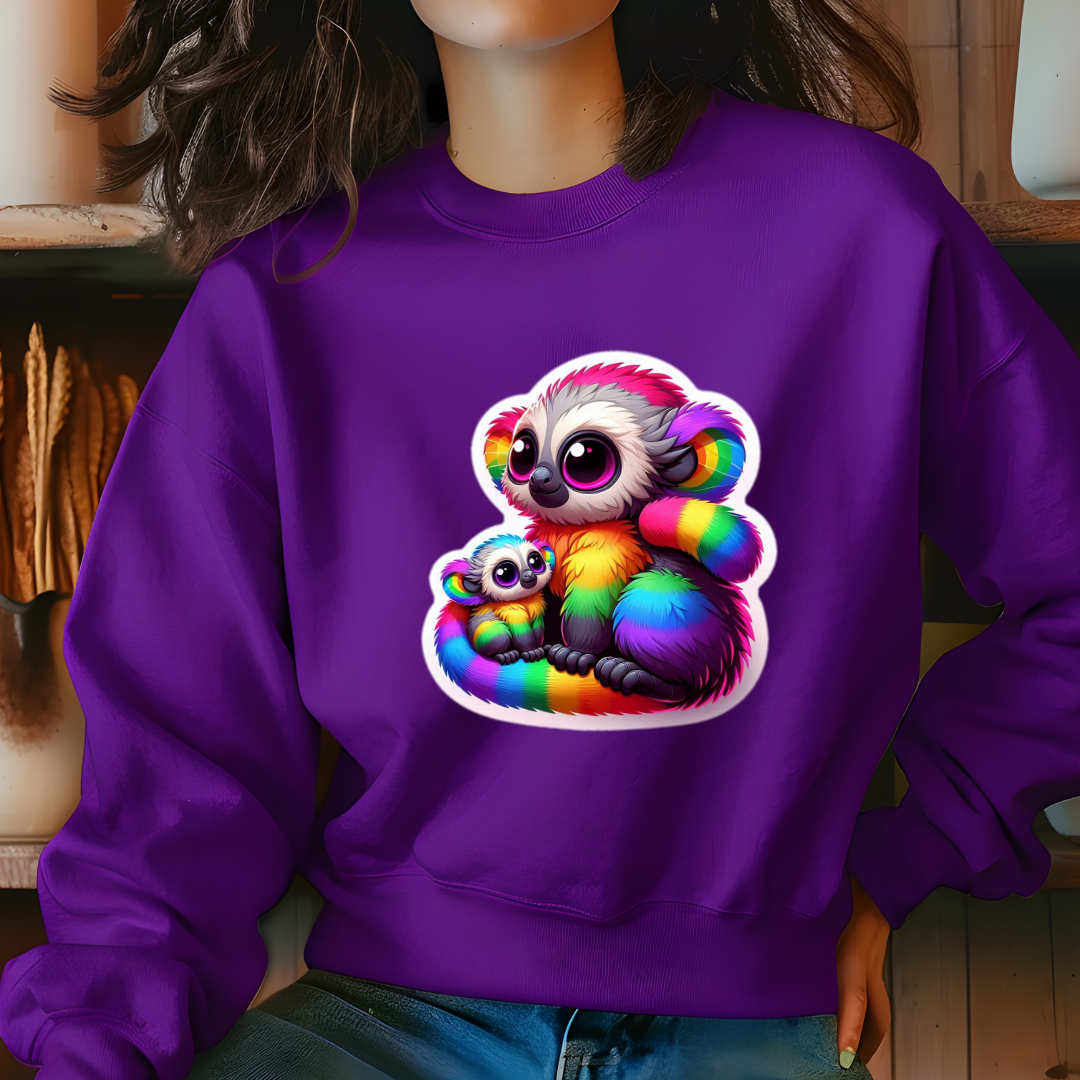 Rainbow Cartoon Bush Babies Crewneck Sweatshirt