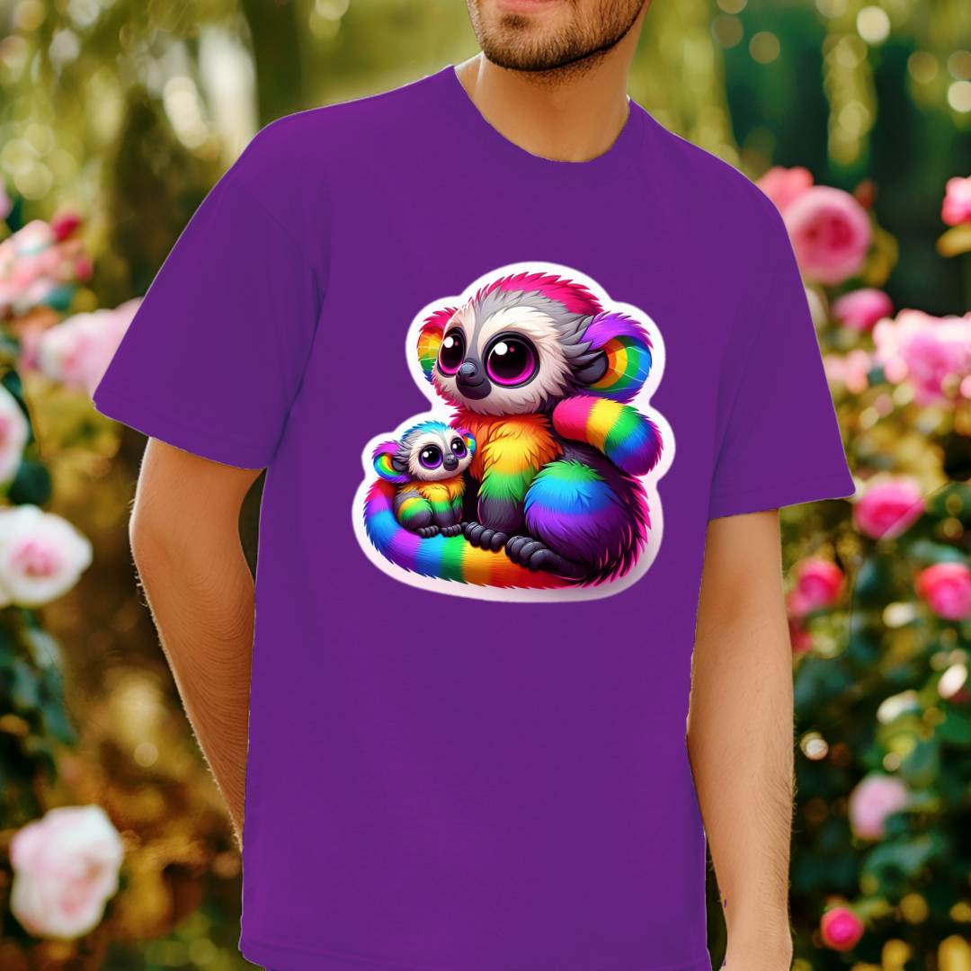 Rainbow Cartoon Bushbabies Unisex Soft T-Shirt