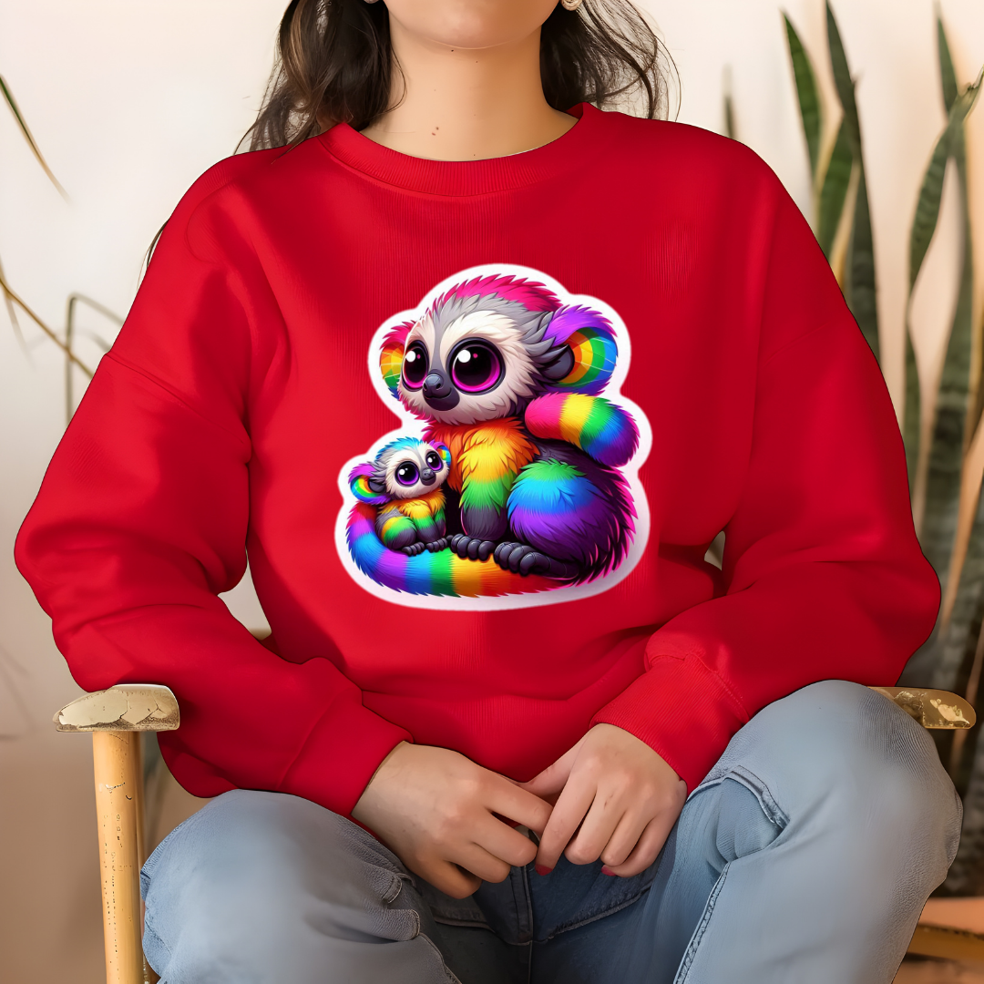 Rainbow Cartoon Bush Babies Crewneck Sweatshirt