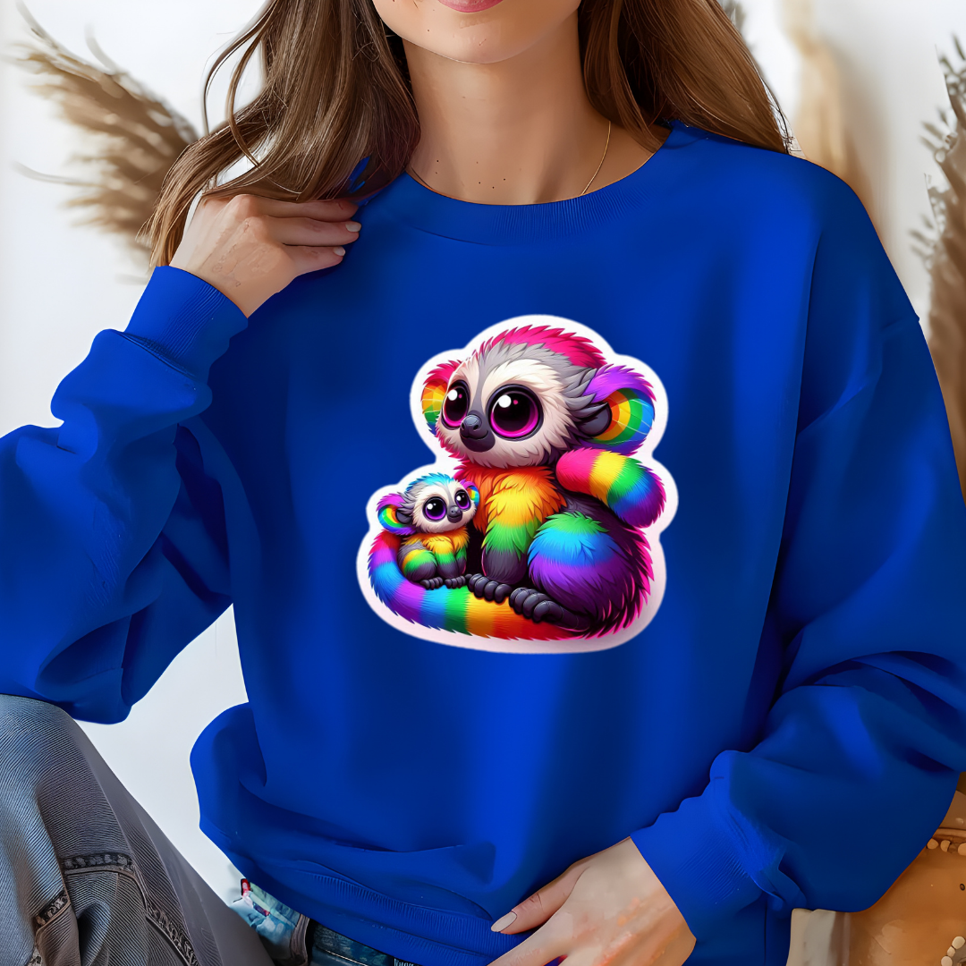 Rainbow Cartoon Bush Babies Crewneck Sweatshirt