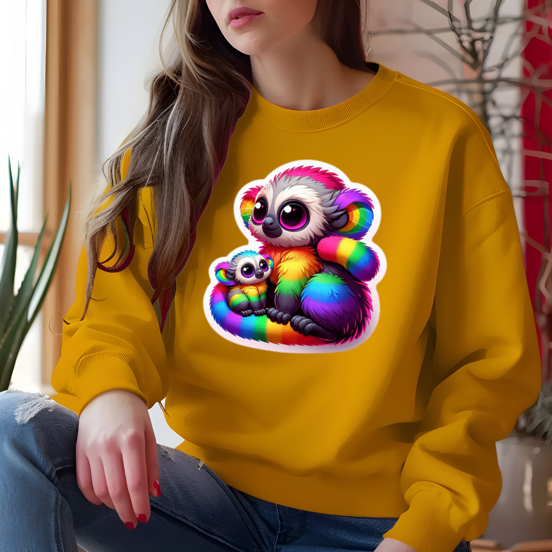 Rainbow Cartoon Bush Babies Crewneck Sweatshirt