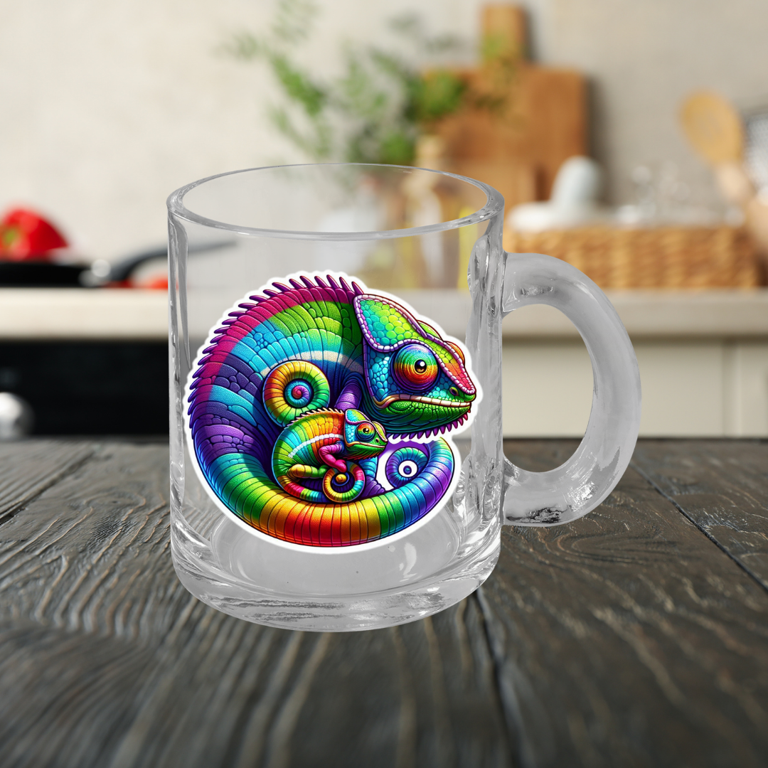 Rainbow Chameleon Glass Mug