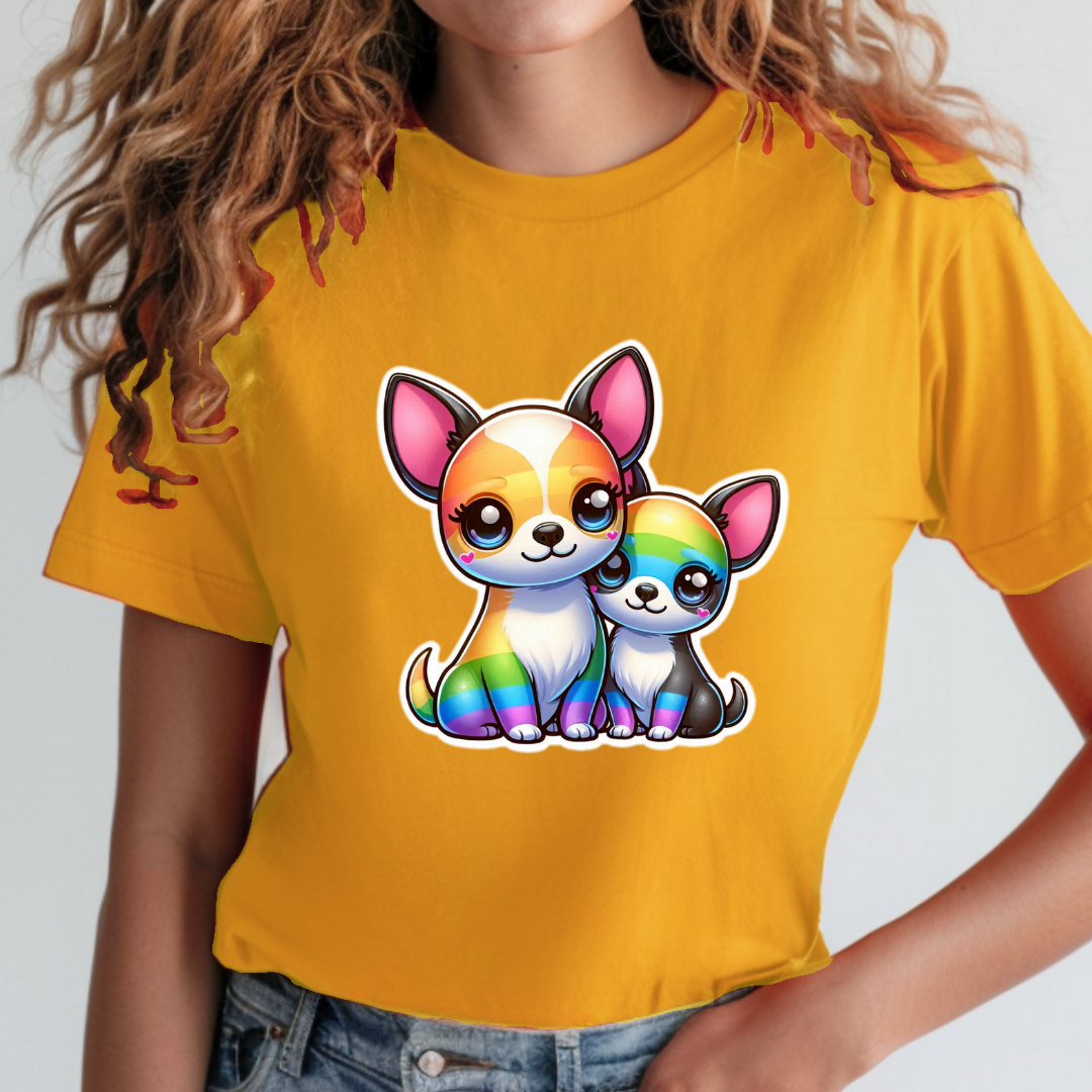 Rainbow Short-Haired Chihuahuas Unisex Soft T-Shirt