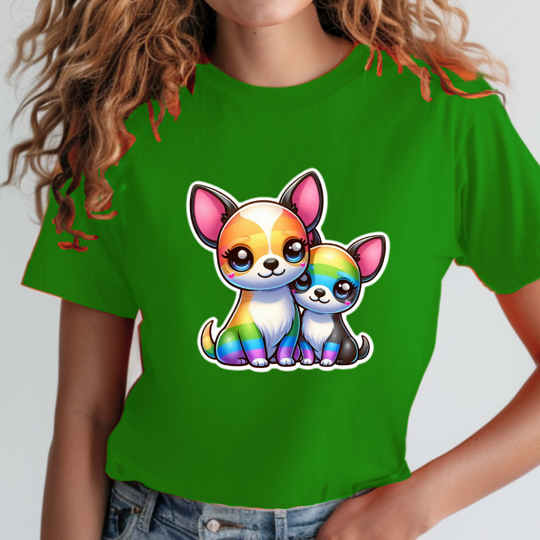 Rainbow Short-Haired Chihuahuas Unisex Soft T-Shirt