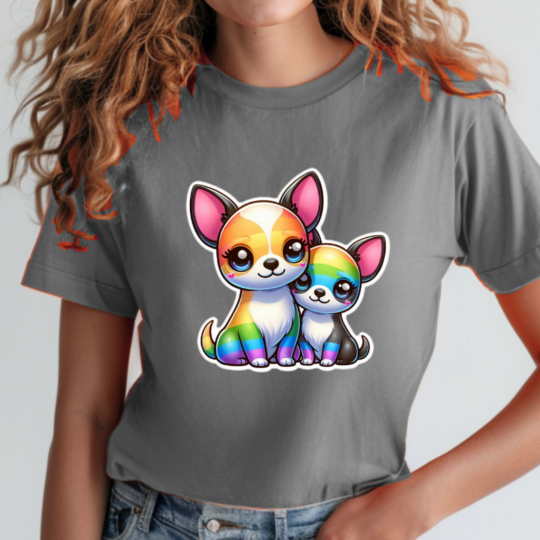 Rainbow Short-Haired Chihuahuas Unisex Soft T-Shirt