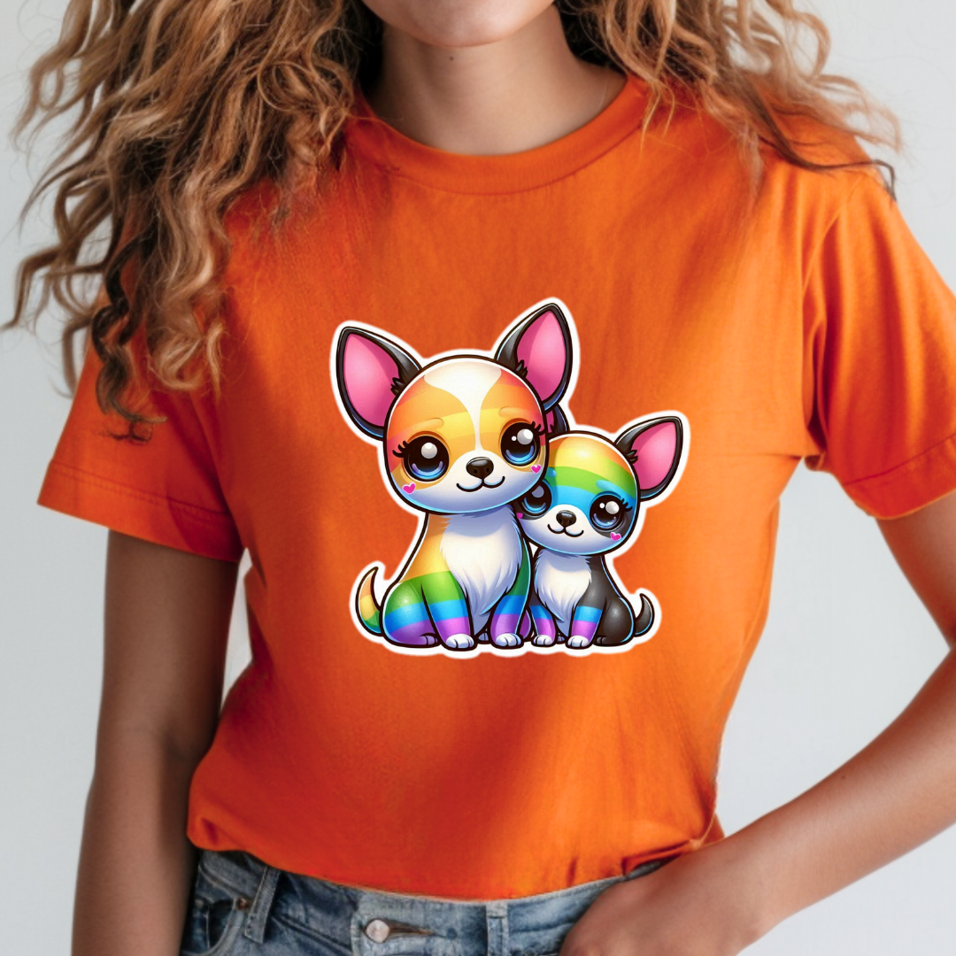 Rainbow Short-Haired Chihuahuas Unisex Soft T-Shirt