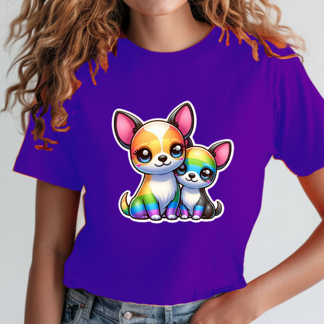 Rainbow Short-Haired Chihuahuas Unisex Soft T-Shirt