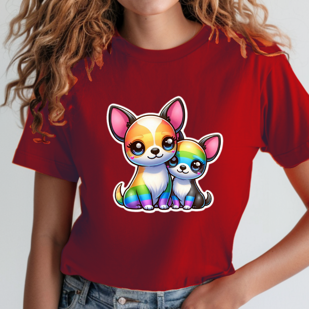 Rainbow Short-Haired Chihuahuas Unisex Soft T-Shirt