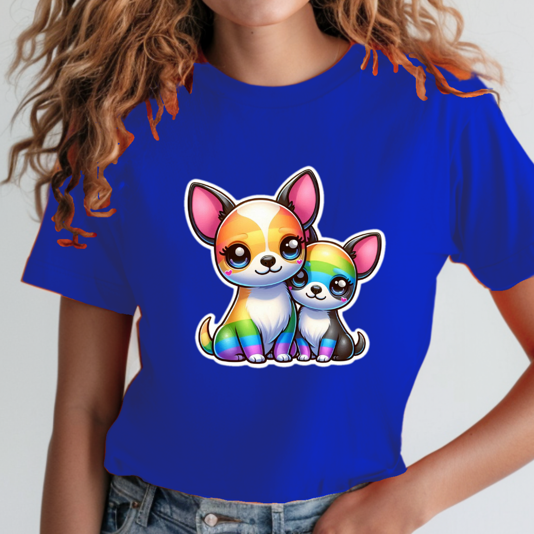 Rainbow Short-Haired Chihuahuas Unisex Soft T-Shirt