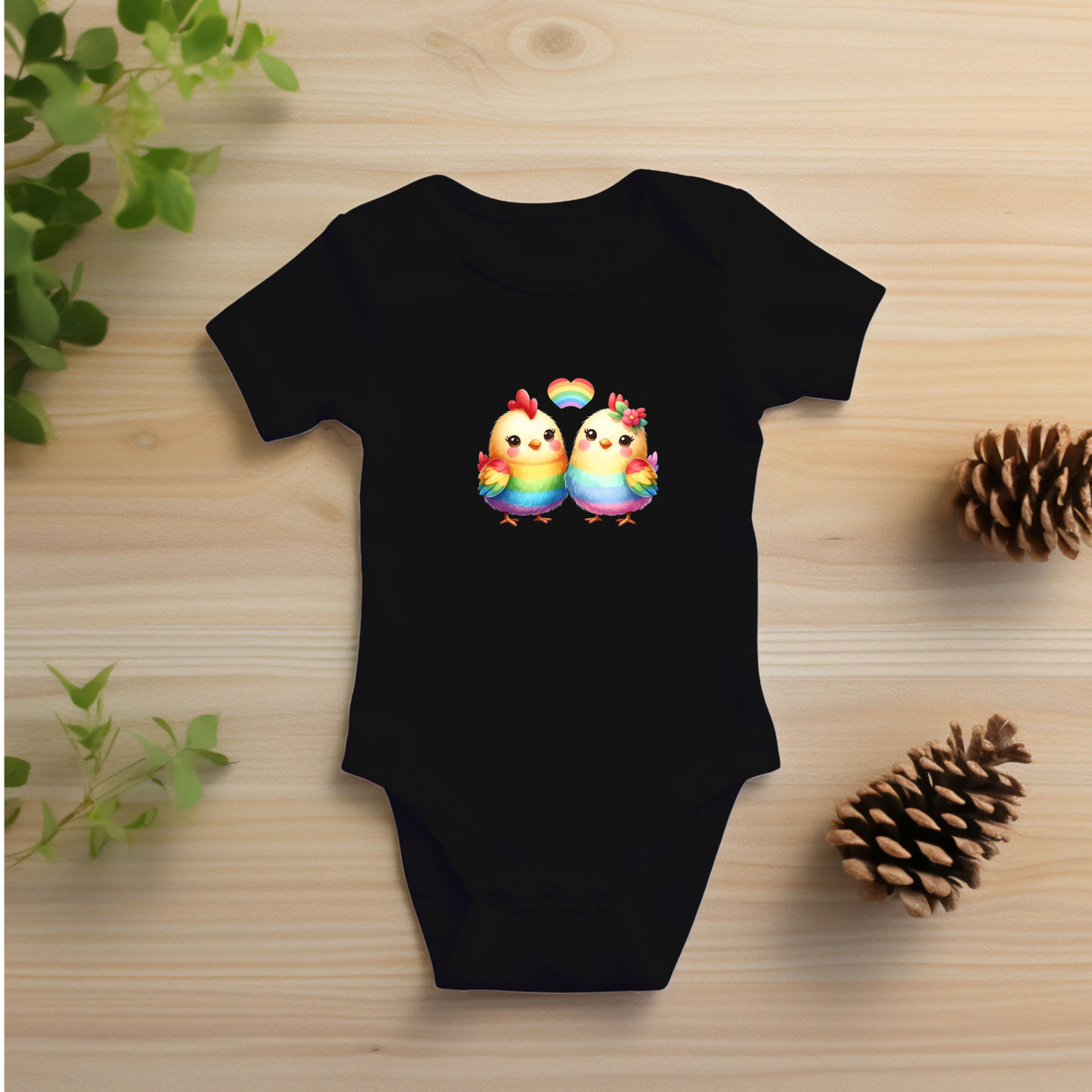 Onesie - Playful Rainbow Chicks