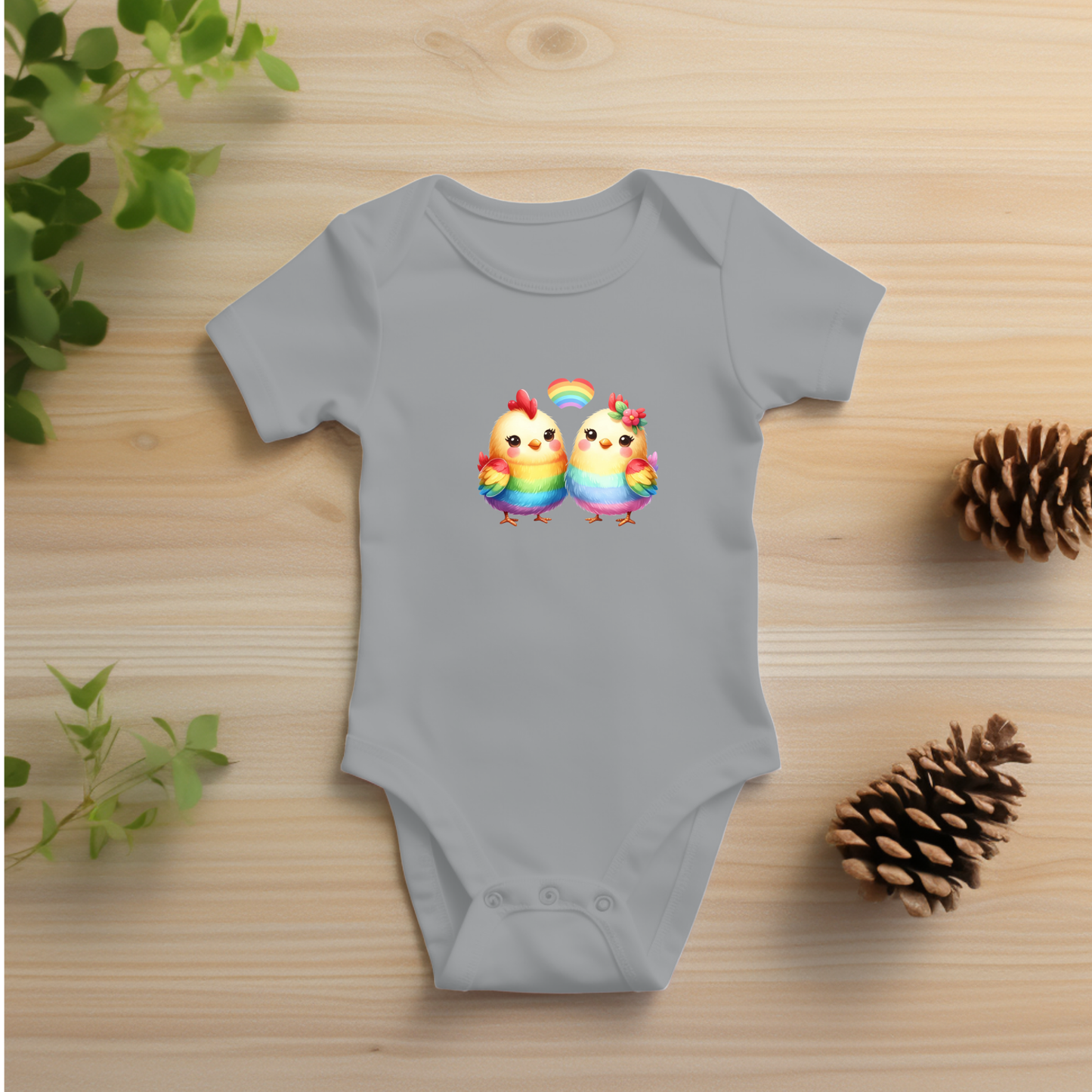 Onesie - Playful Rainbow Chicks