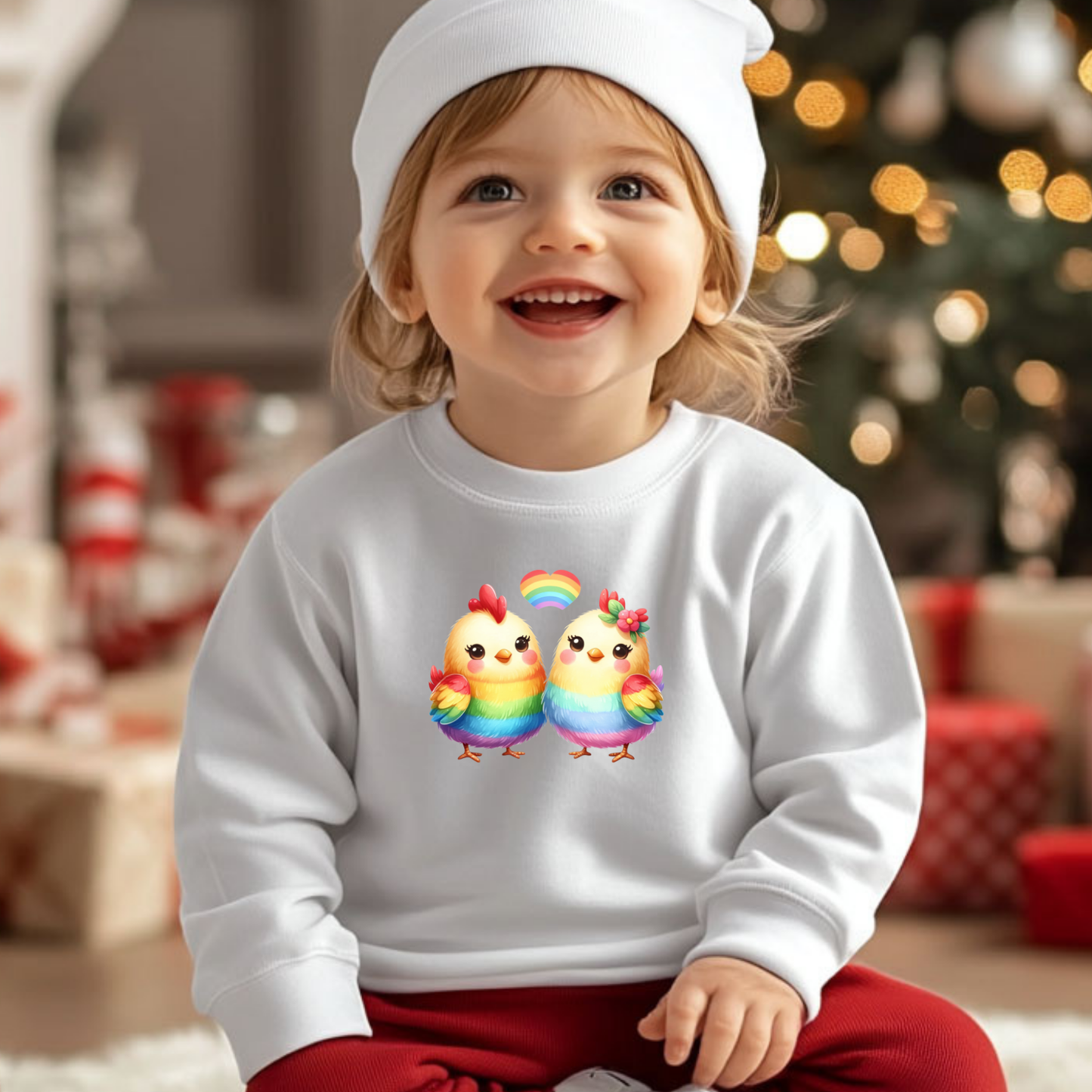 Cute Rainbow Chicks Toddler Sweatshirt