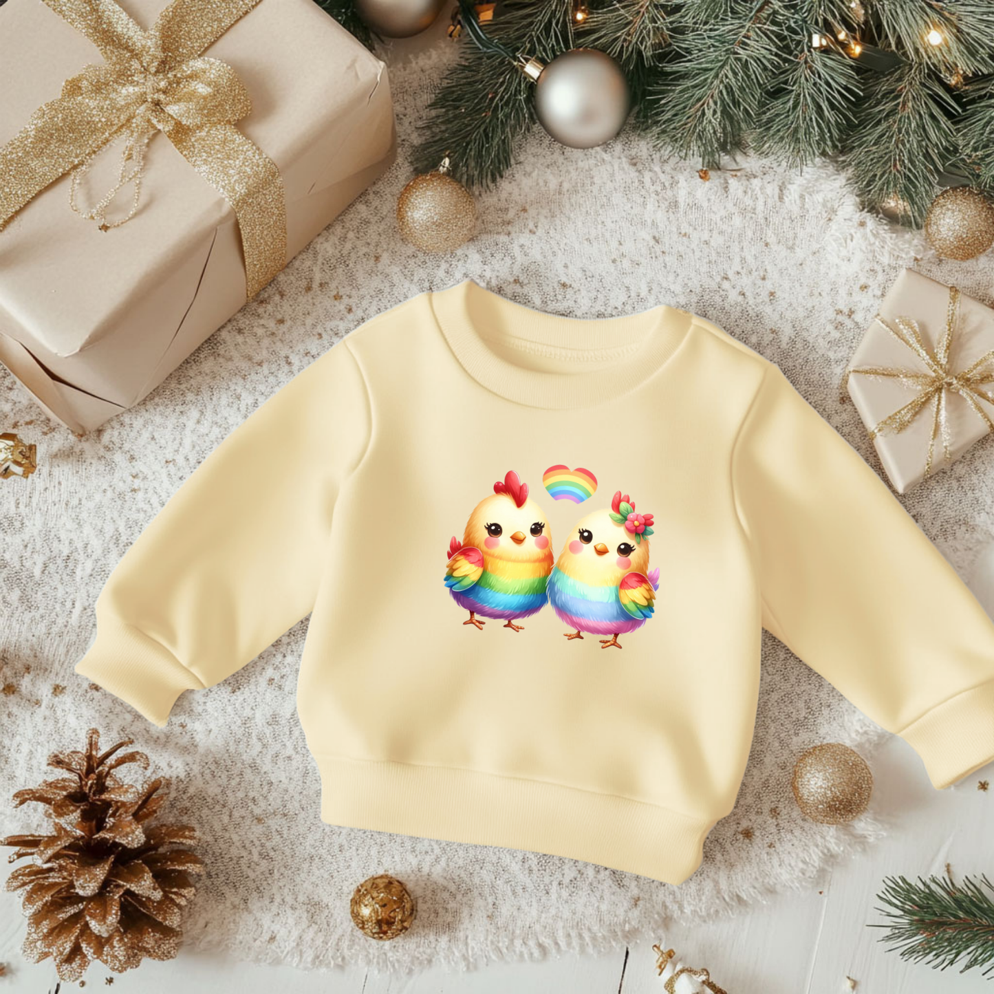 Cute Rainbow Chicks Toddler Sweatshirt