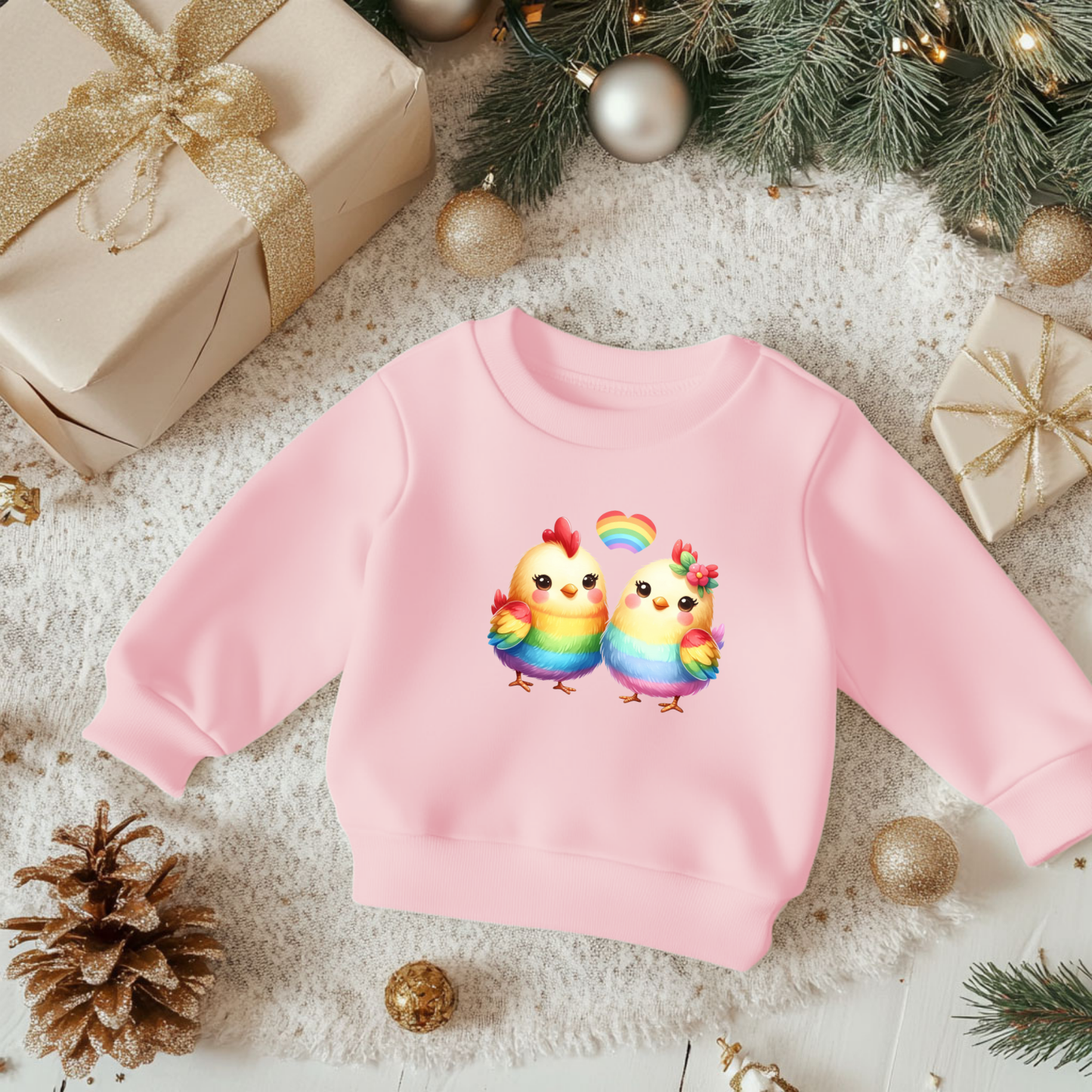 Cute Rainbow Chicks Toddler Sweatshirt