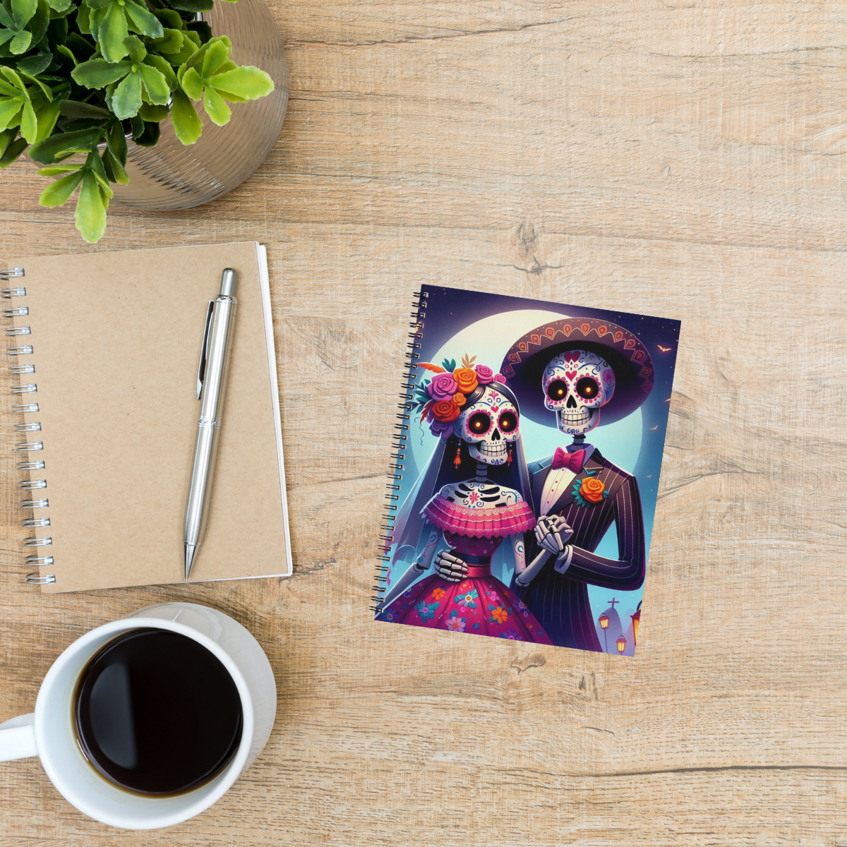 Dia De Muertos Catrine Couple Spiral Notebook
