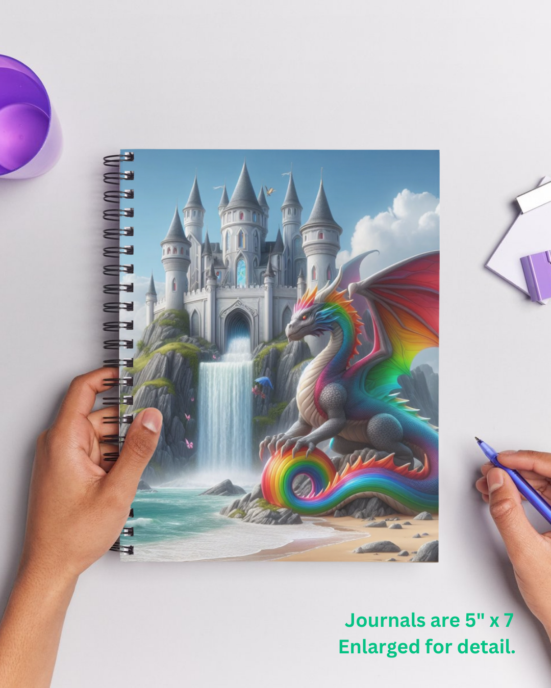 Dragon Guarding White Castle Notebook - Ruled Lines