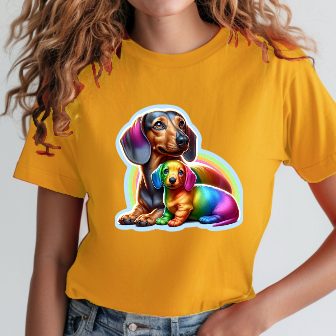 Rainbow Dachshunds Unisex Soft T-Shirt