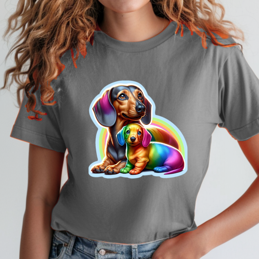 Rainbow Dachshunds Unisex Soft T-Shirt