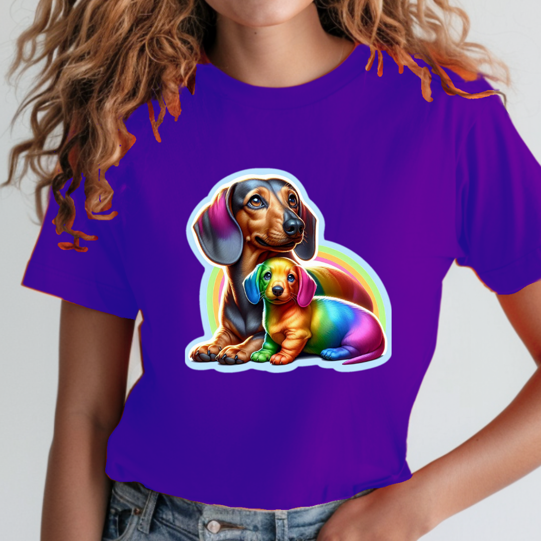 Rainbow Dachshunds Unisex Soft T-Shirt