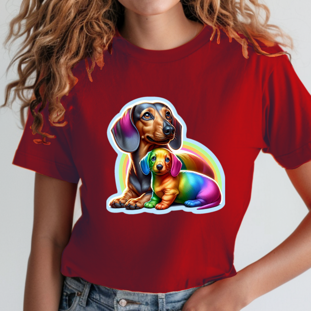 Rainbow Dachshunds Unisex Soft T-Shirt