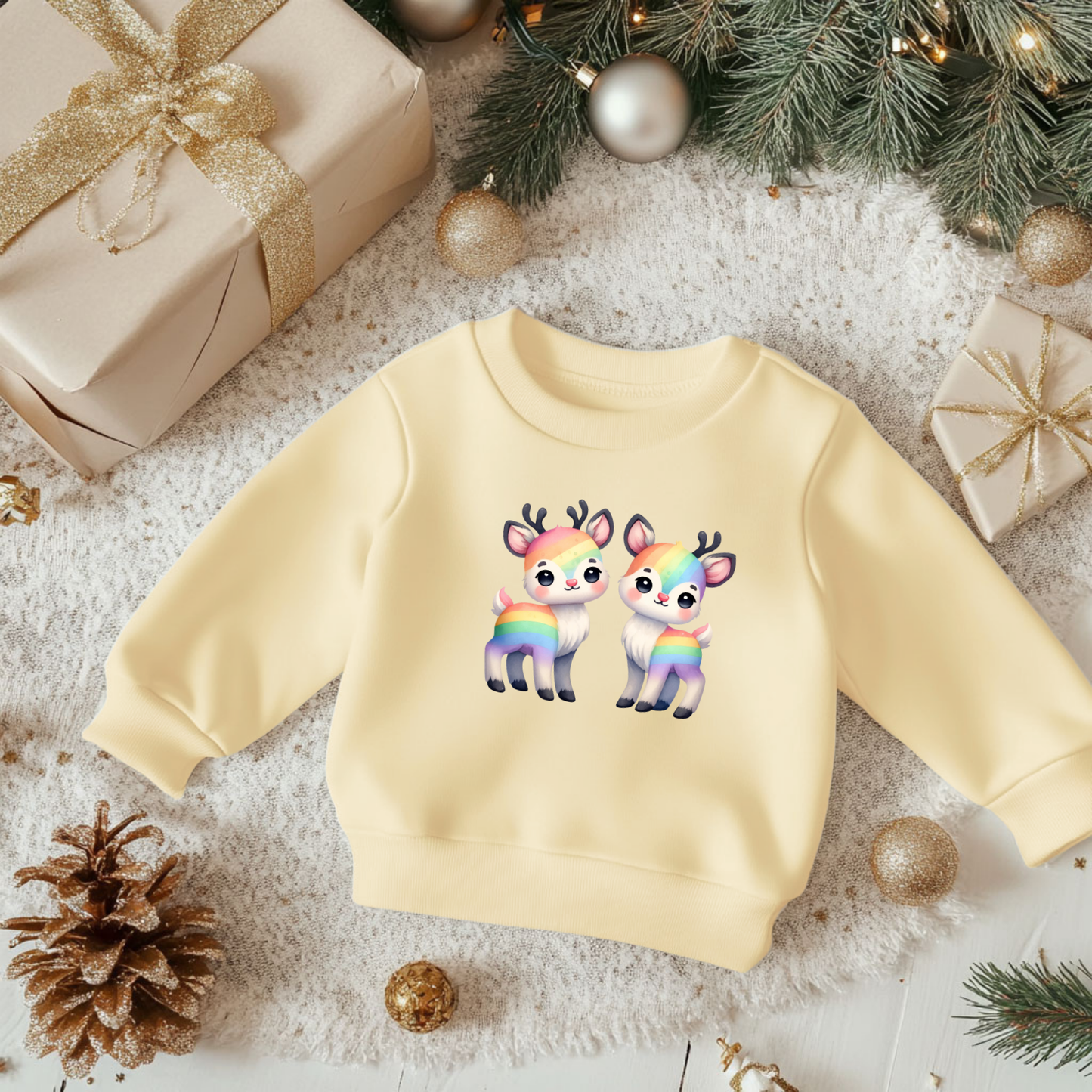Toddler Sweatshirt - Cute Rainbow Deer