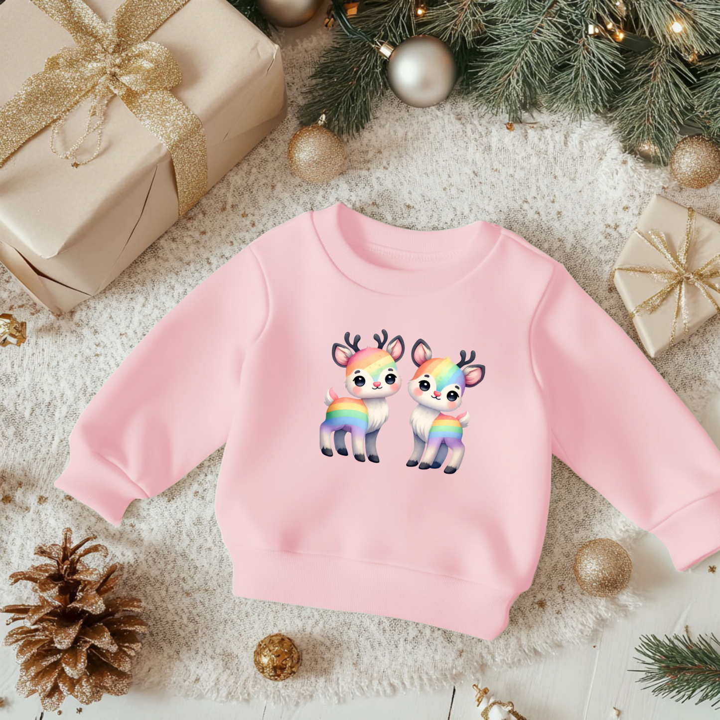 Toddler Sweatshirt - Cute Rainbow Deer