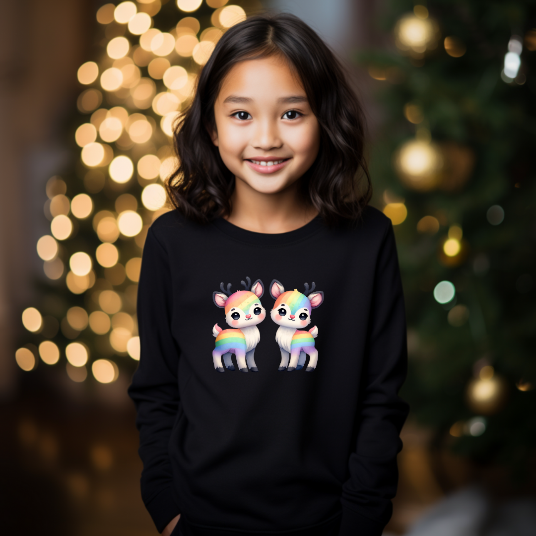 Kids Sweatshirt - Cute Rainbow Deer