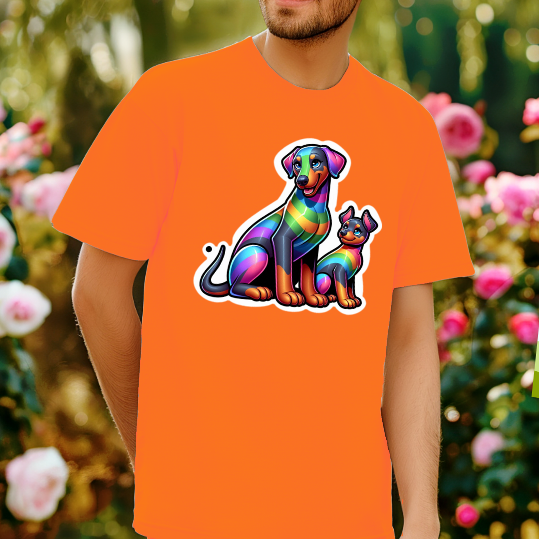 Rainbow Dobermann Pinschers Unisex Soft T-Shirt