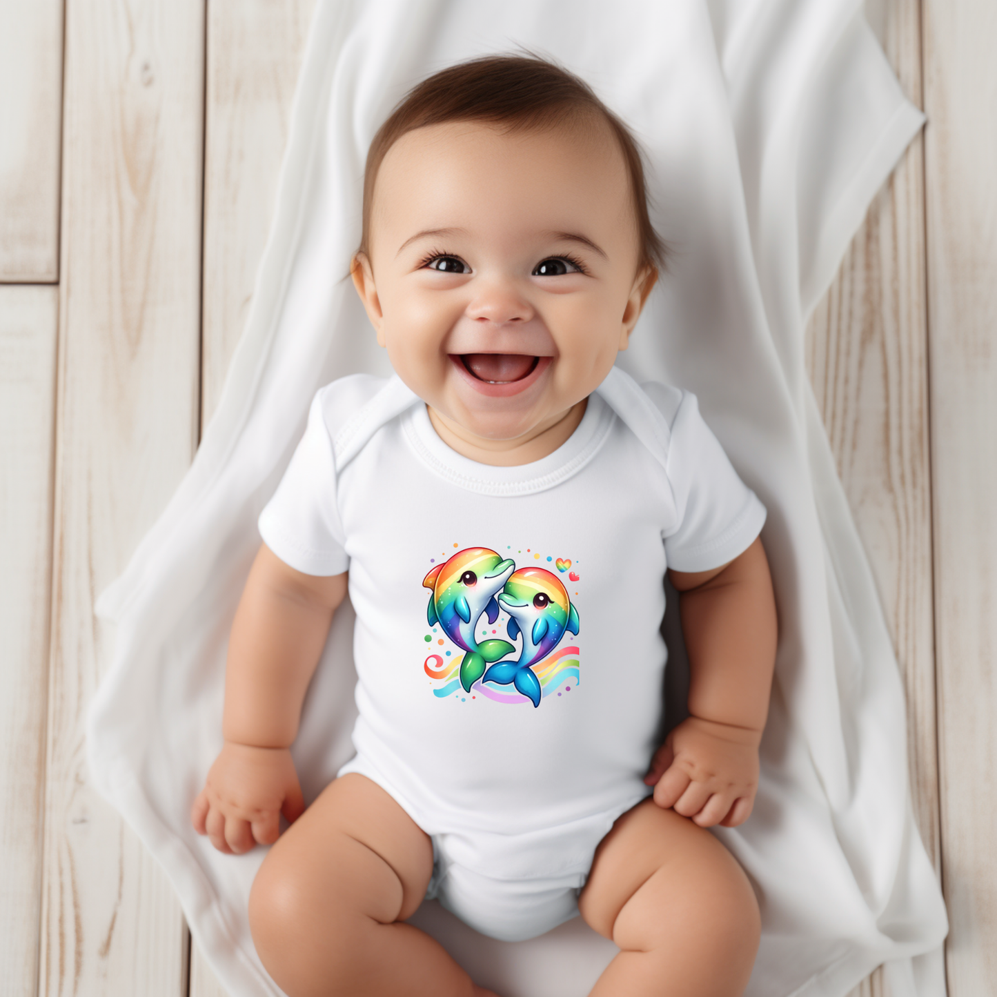 Onesie - Playful Rainbow Dolphins
