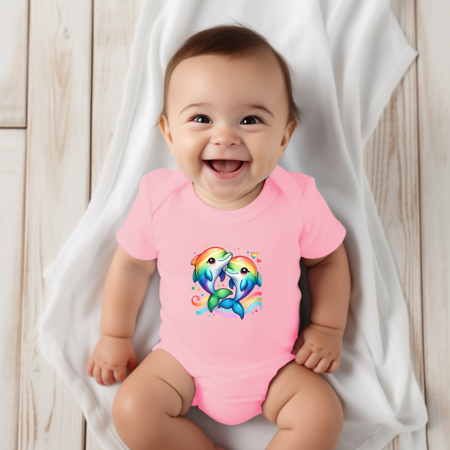 Onesie - Playful Rainbow Dolphins