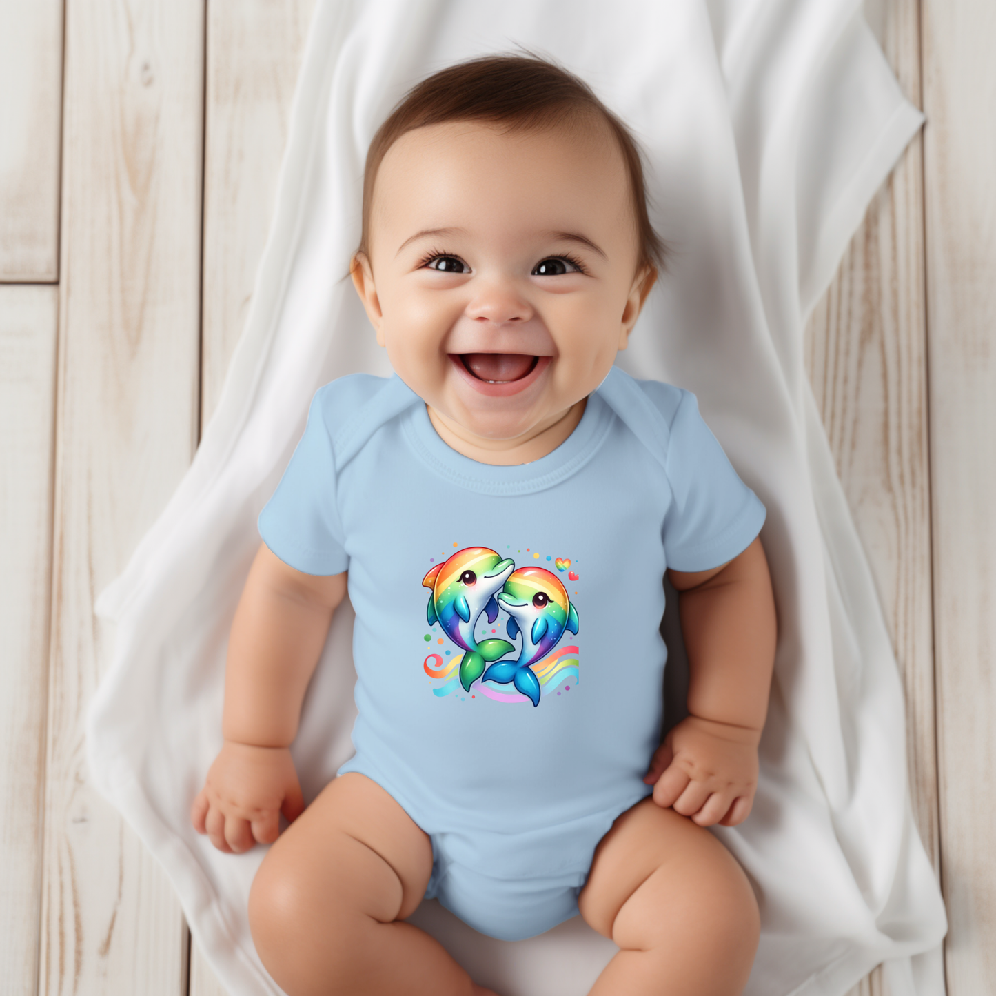 Onesie - Playful Rainbow Dolphins