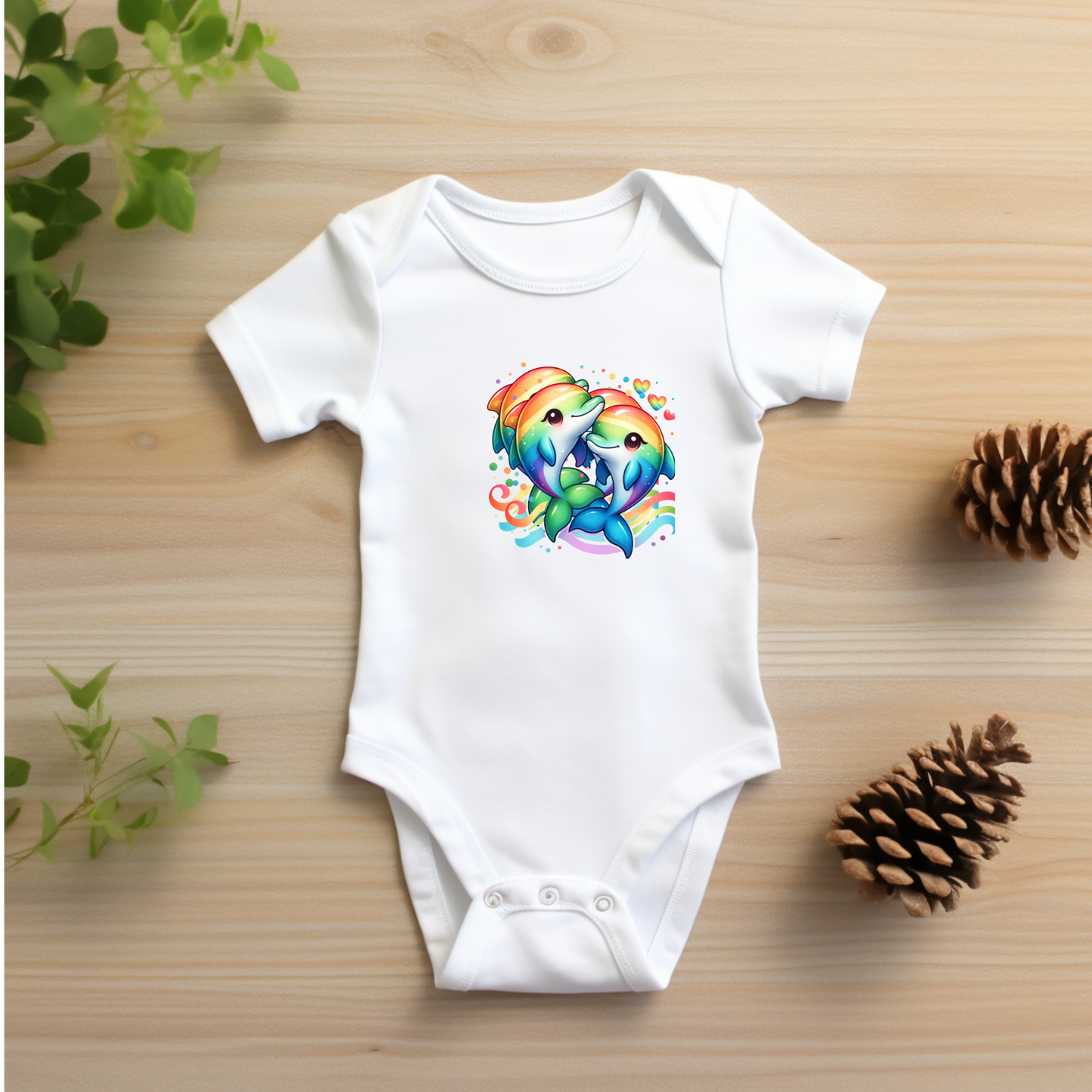 Onesie - Playful Rainbow Dolphins