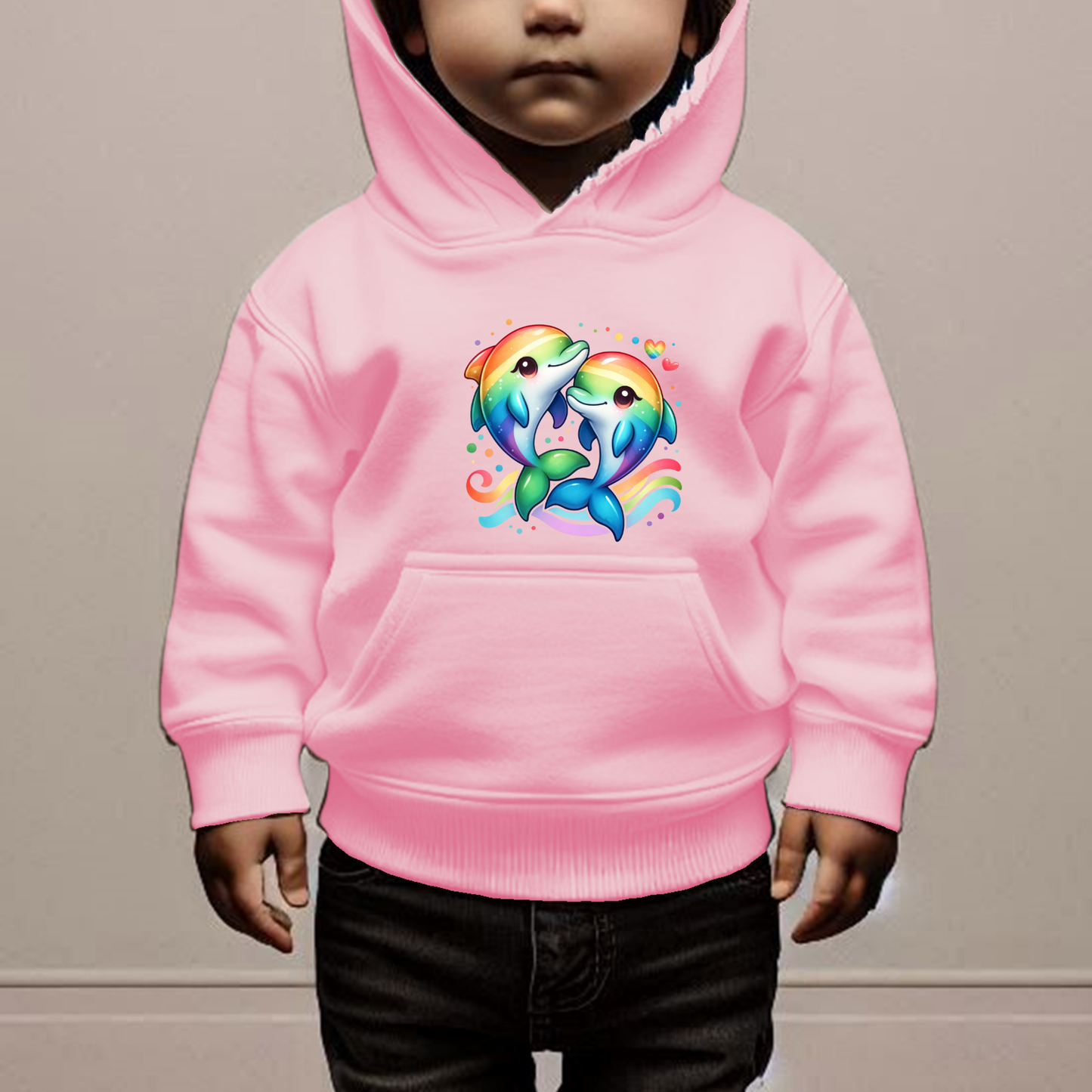 Rainbow Dolphins Toddler Hoodie