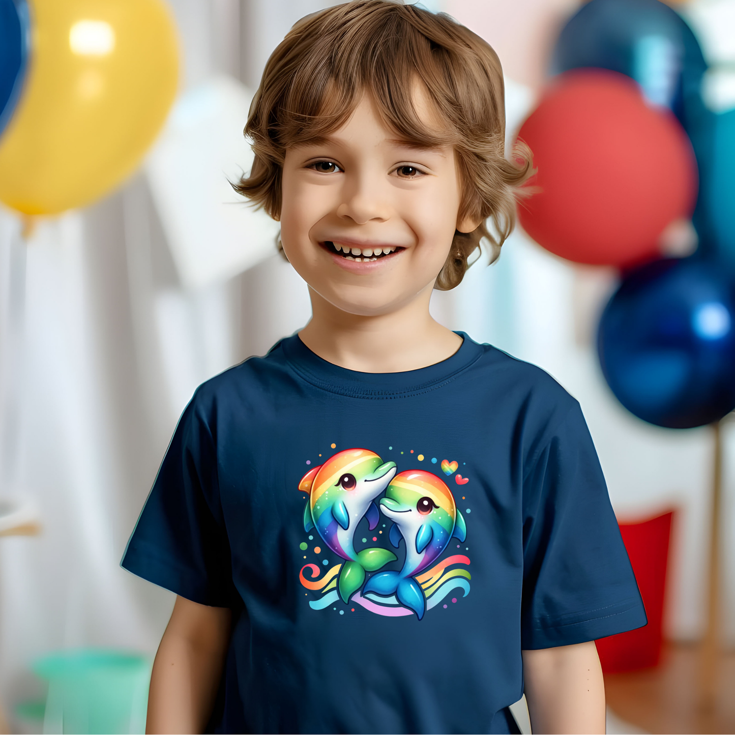 Toddler T-shirt - Fun and Colorful Dolphins Design